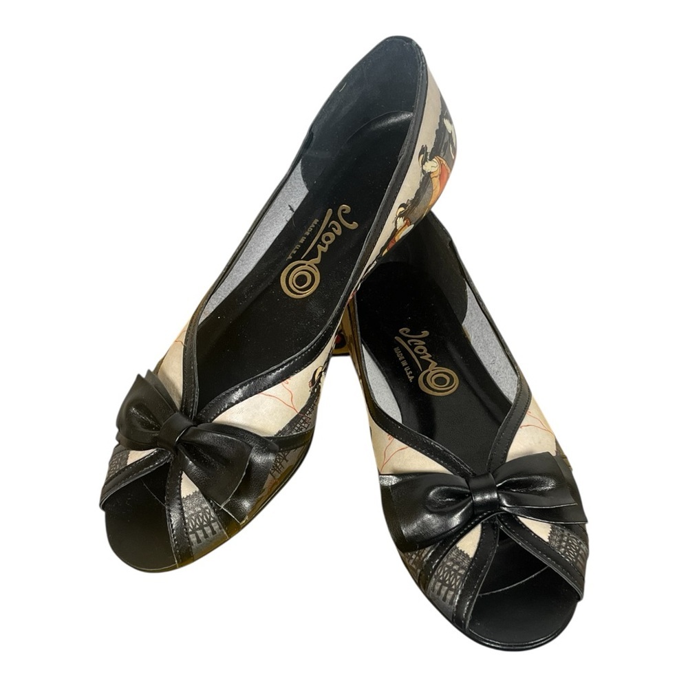 ICON Peep Toe Japanese artisan leather ballet flats size 8